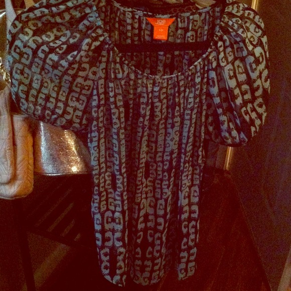 Navy blue and mint sheer top