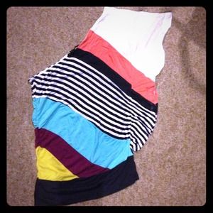 One shoulder colorful shirt