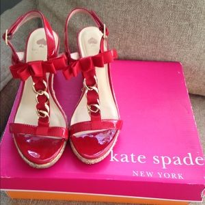 Kate Spade Red Flora Wedge Heel