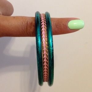Pink and turquoise bangles for arm candy