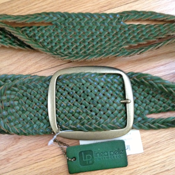 SOLD Linea Pelle Green Woven Leather Belt