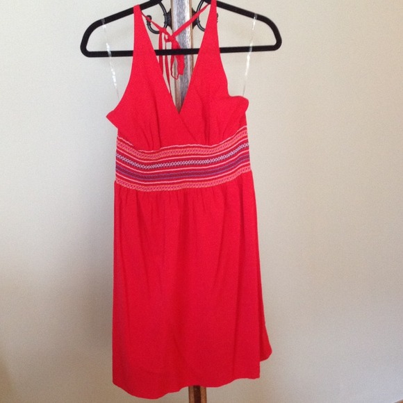 Red halter dress
