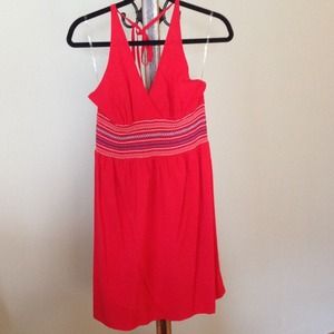 Red halter dress