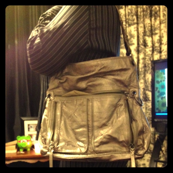The Sak shoulder/crossbody metallic silver REDUCED
