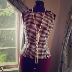 SOLD Black & white checkered peplum top