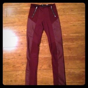leather maroon leggings