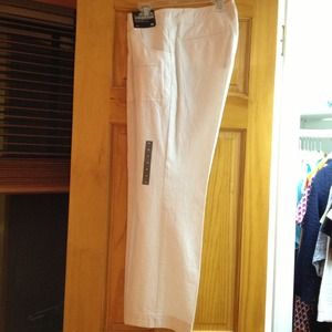 REDUCED. White Linen Crop Pants