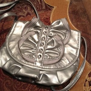 Candies metallic silver mini purse
