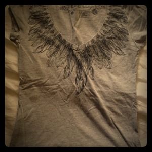 Grey feather T-shirt