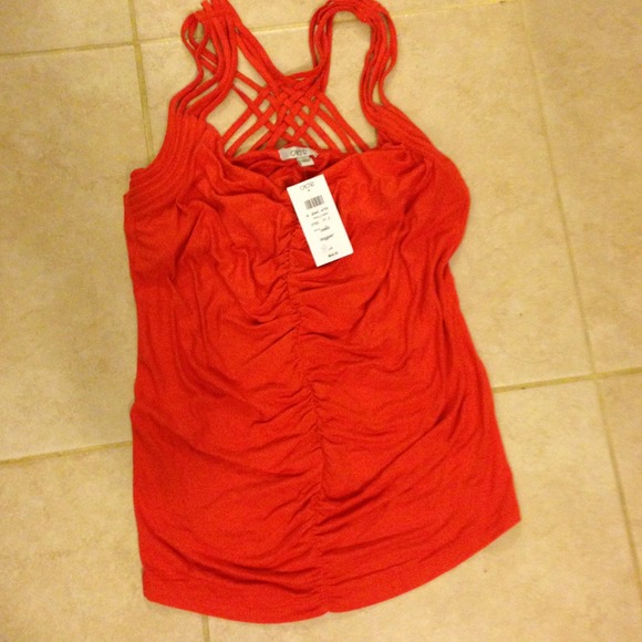 Cache bright orange cross top