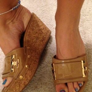 Tory Burch tan wedges