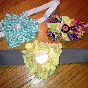 Headbands. Elastic with recycled fabric/ button