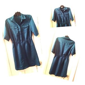 The limited teal button up dress