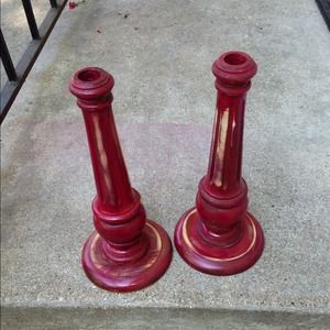 Wooden candlestick holders.