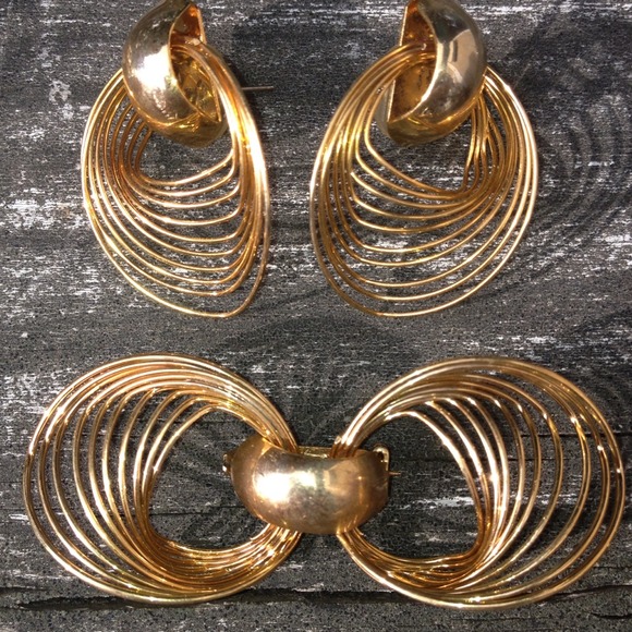 Vintage 80"s  Pin & Earring Set
