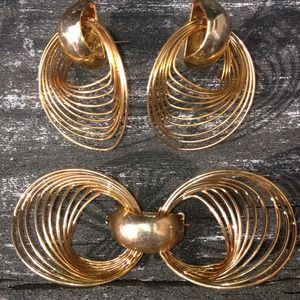 Vintage 80"s  Pin & Earring Set
