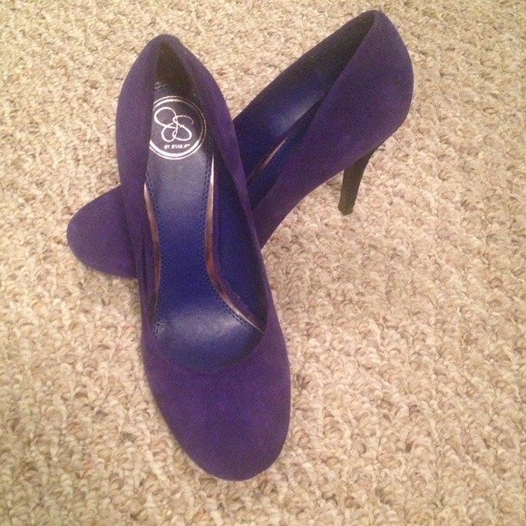 Jessica Simpson Blue Suede Heels - Picture 1 of 2