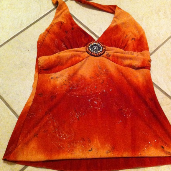 Sunset orange halter top 🔆