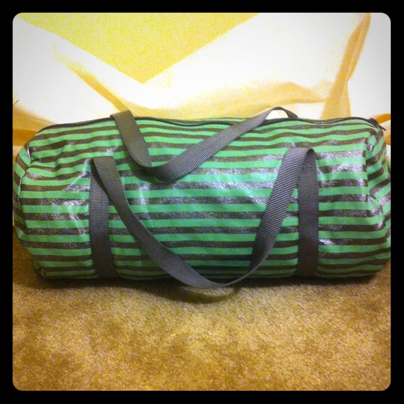 American Apparel Stripe Shiny Denim Duffle Bag