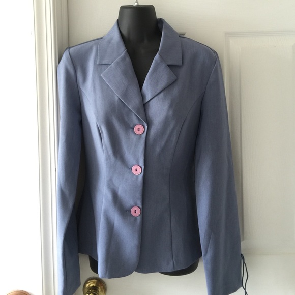 Vintage 1990s Y2K Light Blue Purple Blazer Jacket Size 5 - Picture 1 of 4