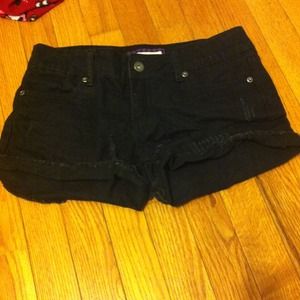 Black denim shorts