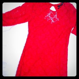 Backless lace hot pink dress size large