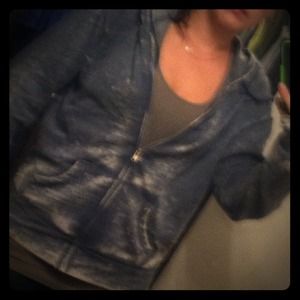 Blue thin worn looking hoodie.