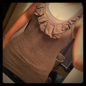 Brown racer back ruffle tank