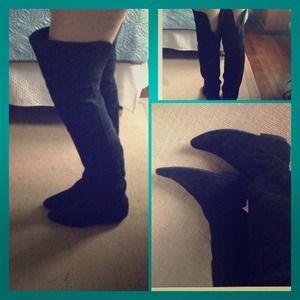 💫 Flat Suede Over-the-Knee Boots, Size 9.