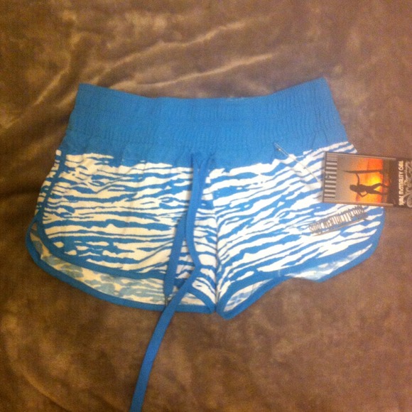Blue and white striped board shorts NWT
