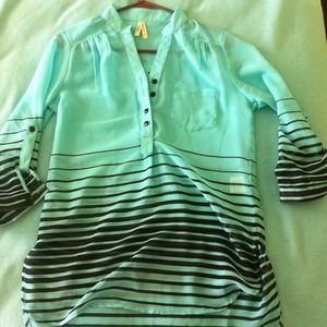 Tiffany blue hi-lo blouse