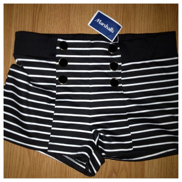 Black white striped shorts