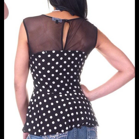 ***SOLD***Top Sheer Shoulder Polka Dot***SOLD*** - Picture 2 of 3
