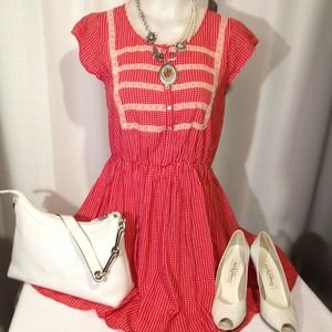 Vintage style red and white polka dot dress