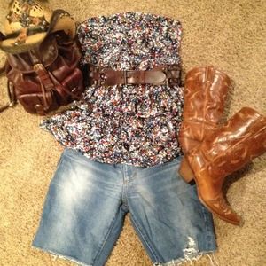 Reduced Versace distressed jean shorts cutoffs