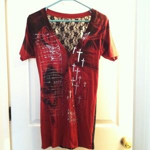 Affliction lace back tee. Barely worn..like new!!