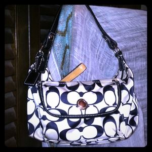 Authentic black and white small Coach bag