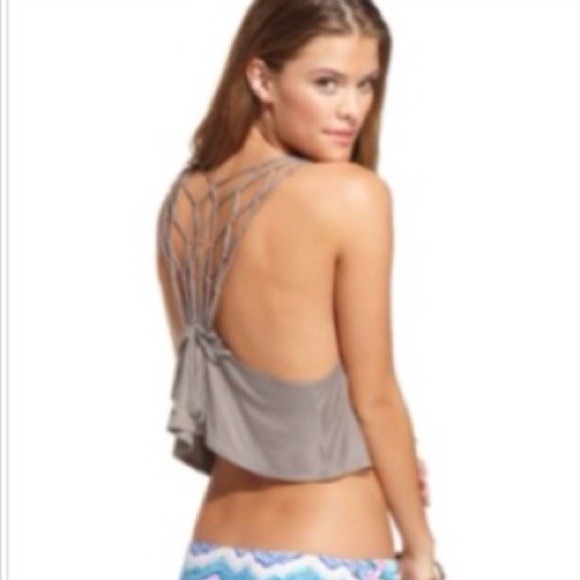 RAISINS Raspberry PINK Macrame Malibu Crop Top L - Picture 2 of 2