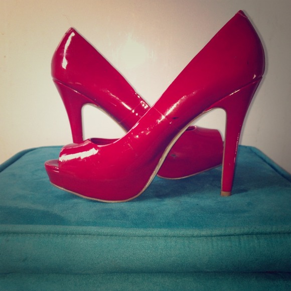 Aldo Patent Leather Peep Toe Pumps