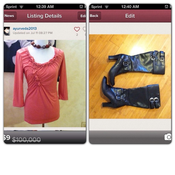 Bundled boots and Pink top.