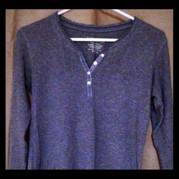 Gray Faded Glory Ribbed Long Sleeve Shirt