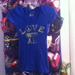 Blue and yellow faded t shirt