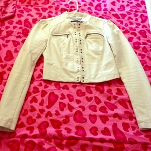 G by Guess off white faux leather jacket