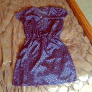 Cute dress color  blue and red dots.