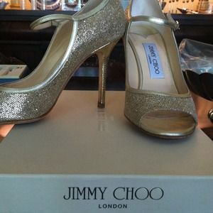 Jimmy Choo Gold Glitter Shoes