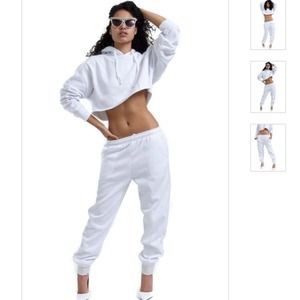 White Sweatsuit With Leather Ankle Bands!!!
