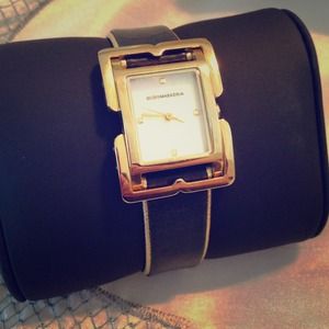 BCBGMaxazria black leather band watch