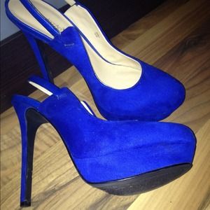 Royal Blue suede platform heels