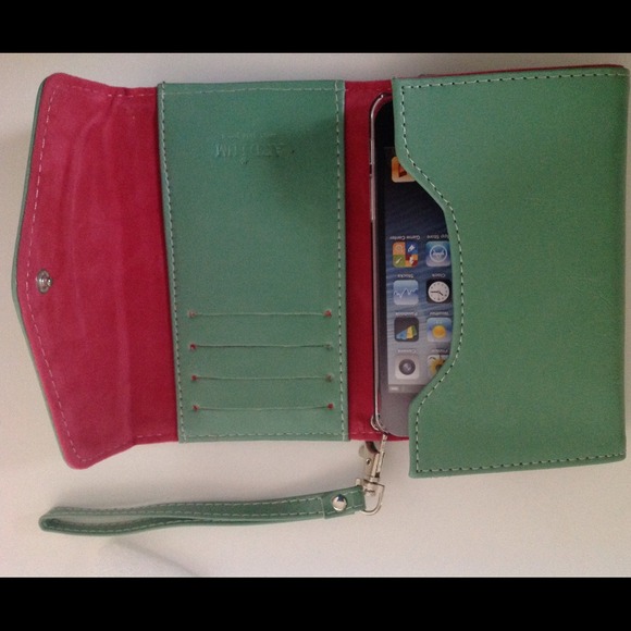 SOLD iPhone wallet case mint pink - Picture 2 of 4