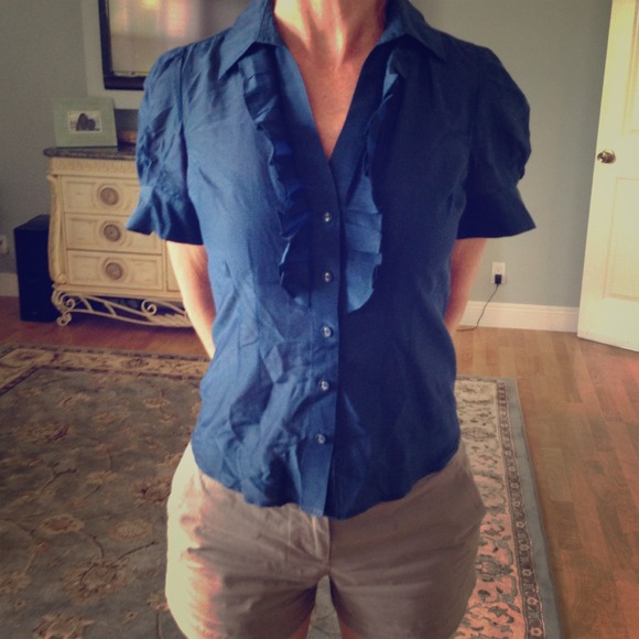Blue ruffle top